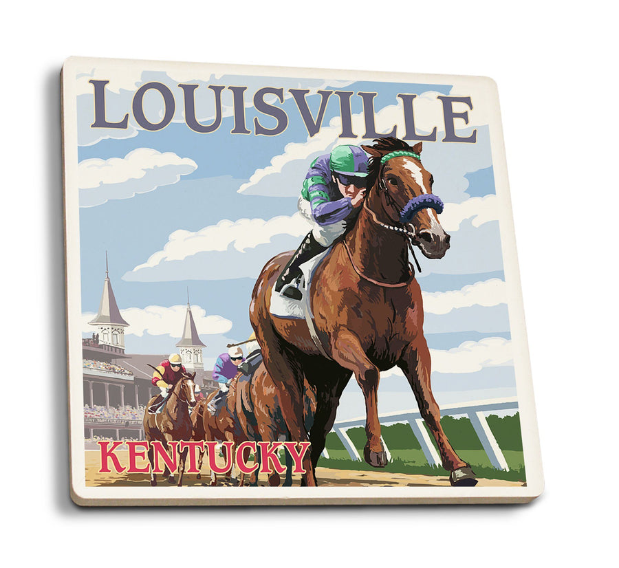 Coasters (Louisville, Kentucky, Horse Racing Track Scene, Lantern Press Artwork) Lifestyle-Coaster Lantern Press 