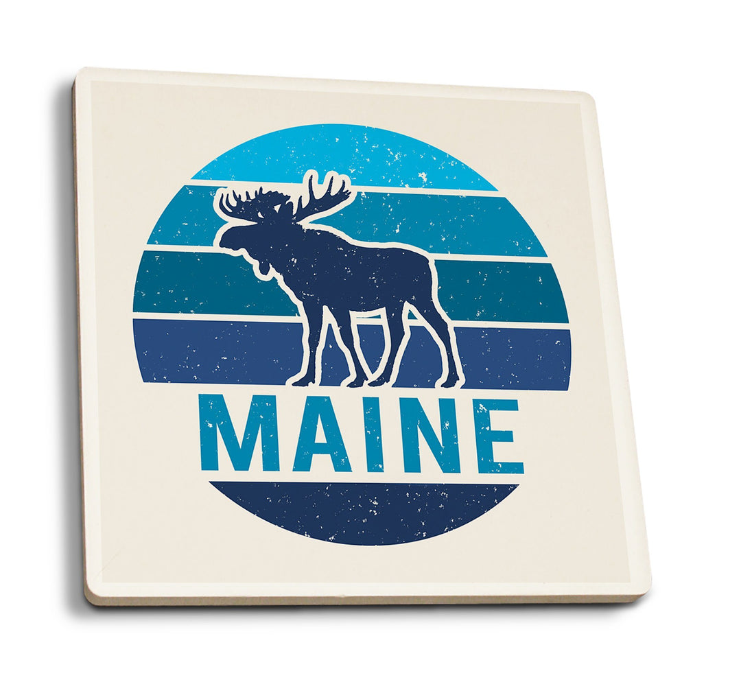 Coasters (Maine, Moose Vector, Contour) Lifestyle-Coaster Lantern Press 