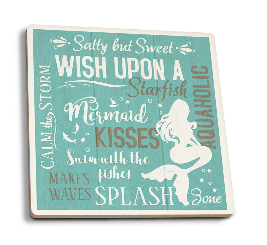 Coasters (Mermaid Typography, Lantern Press Artwork) Lifestyle-Coaster Lantern Press 