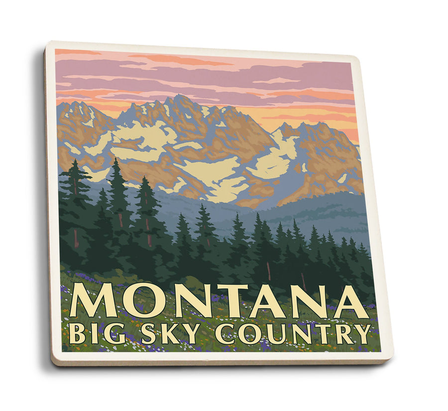 Coasters (Montana, Big Sky Country, Spring Flowers, Lantern Press Artwork) Lifestyle-Coaster Lantern Press 