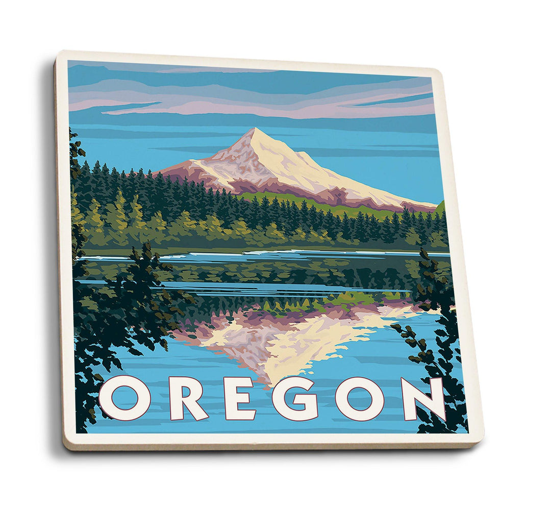 Coasters (Mount Hood from Lost Lake, Oregon, Lantern Press Artwork) Lifestyle-Coaster Lantern Press 