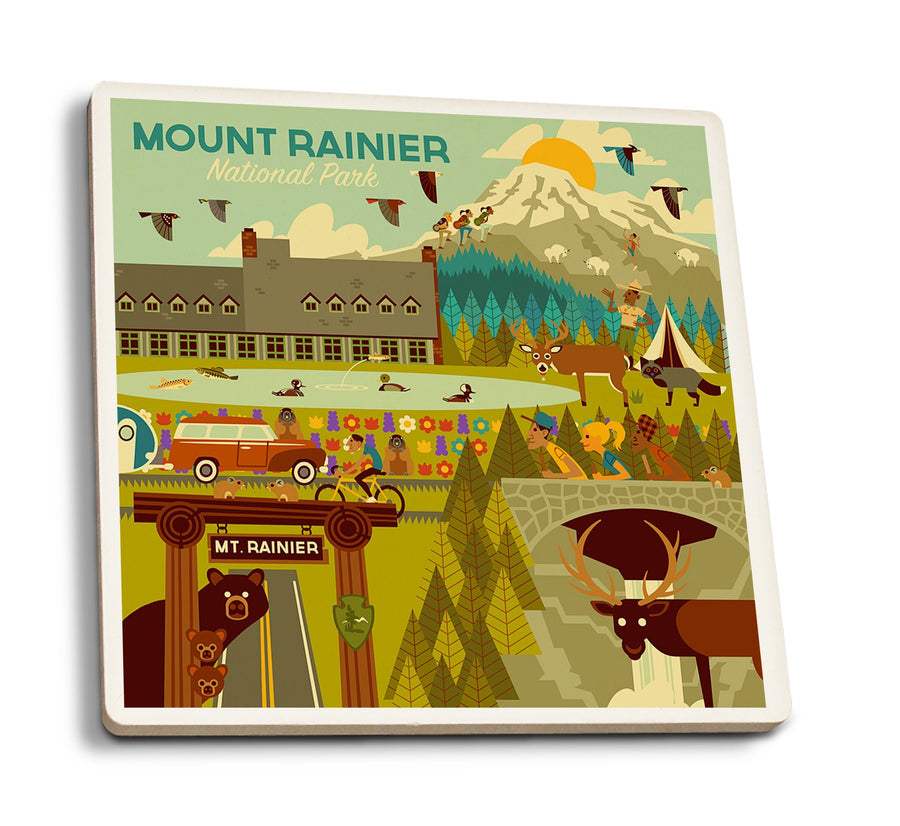 Coasters (Mount Rainier National Park, Washington, Geometric National Park Series, Lantern Press Artwork) Coasters Lantern Press 