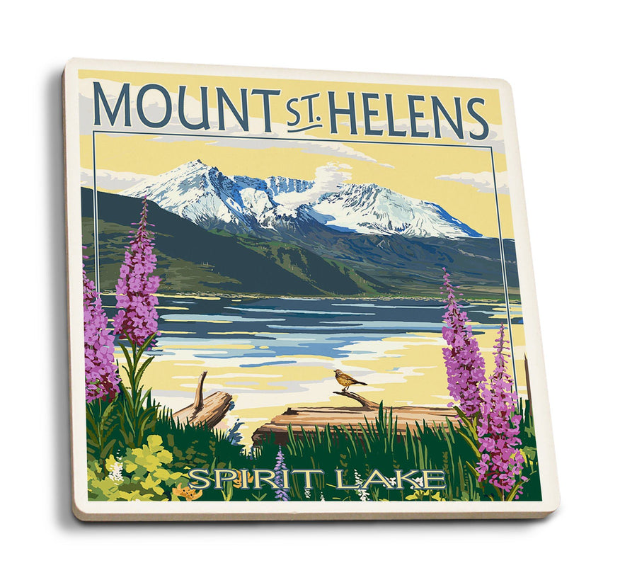 Coasters (Mount St. Helens, Washington, Spirit Lake, Lantern Press Artwork) Lifestyle-Coaster Lantern Press 