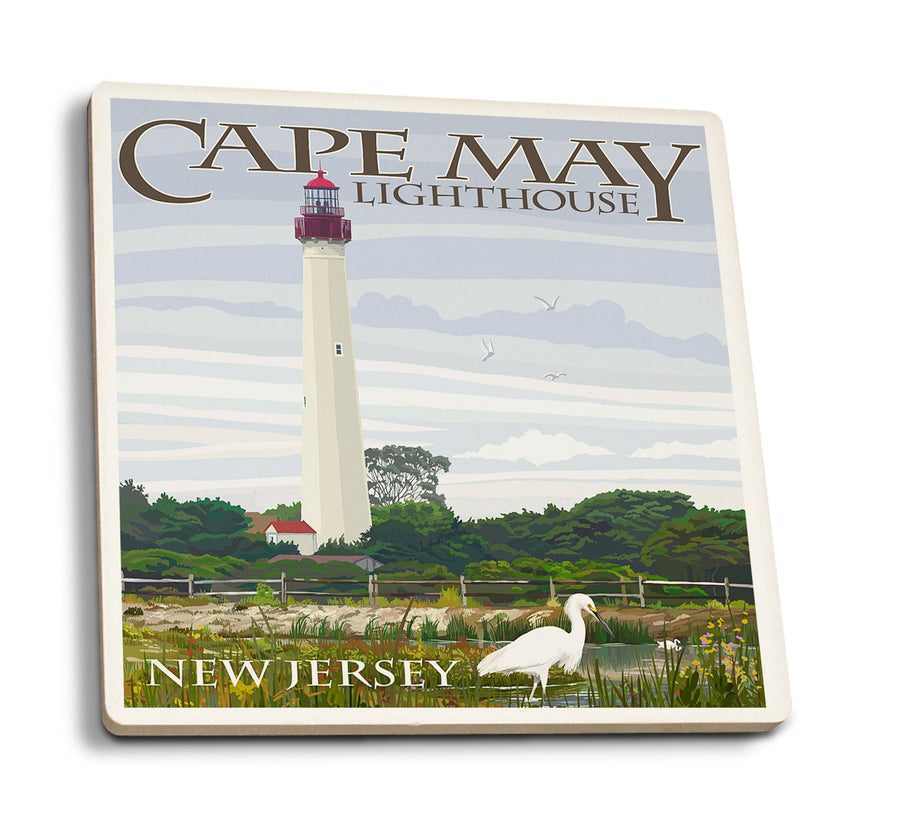 Coasters (New Jersey Shore, Cape May Lighthouse, Lantern Press Artwork) Lifestyle-Coaster Lantern Press 
