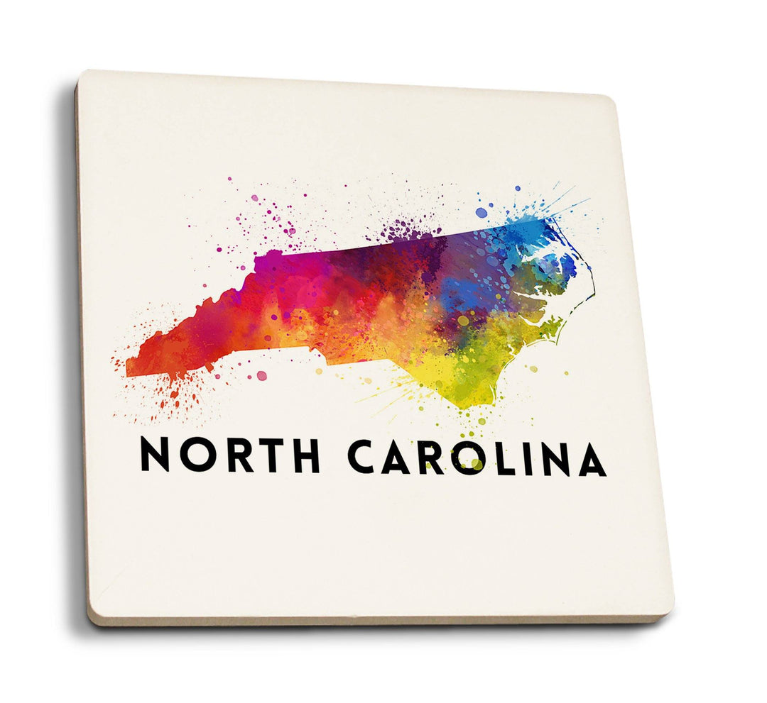 Coasters (North Carolina, State Abstract Watercolor, Lantern Press Artwork) Lifestyle-Coaster Lantern Press 