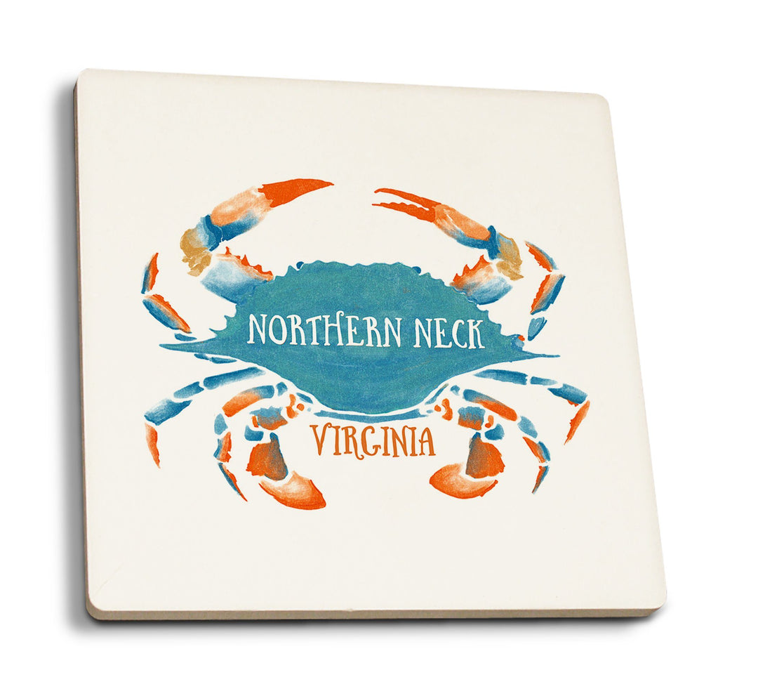 Coasters (Northern Neck, Virginia, Blue Crab, Watercolor, Lantern Press Artwork) Coasters Lantern Press 