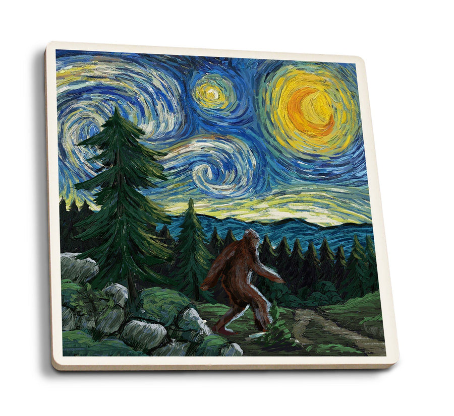 Coasters (Northwest, Van Gogh Starry Night, Bigfoot, Lantern Press Artwork) Coasters Lantern Press 