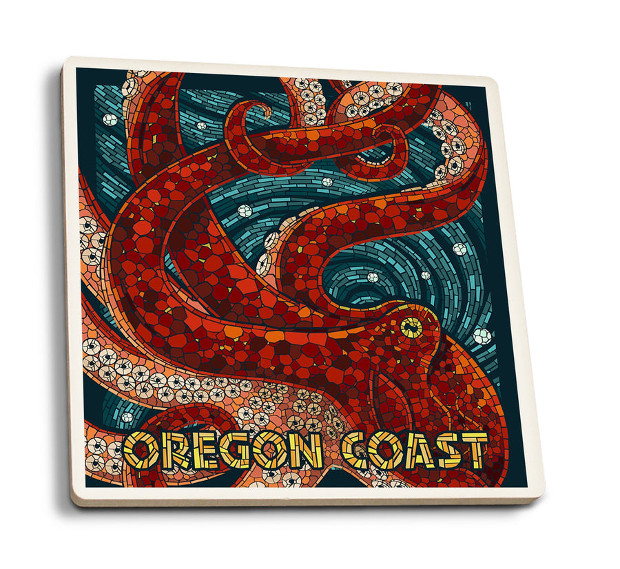 Coasters (Oregon Coast, Octopus, Mosaic, Lantern Press Artwork) Lifestyle-Coaster Lantern Press 