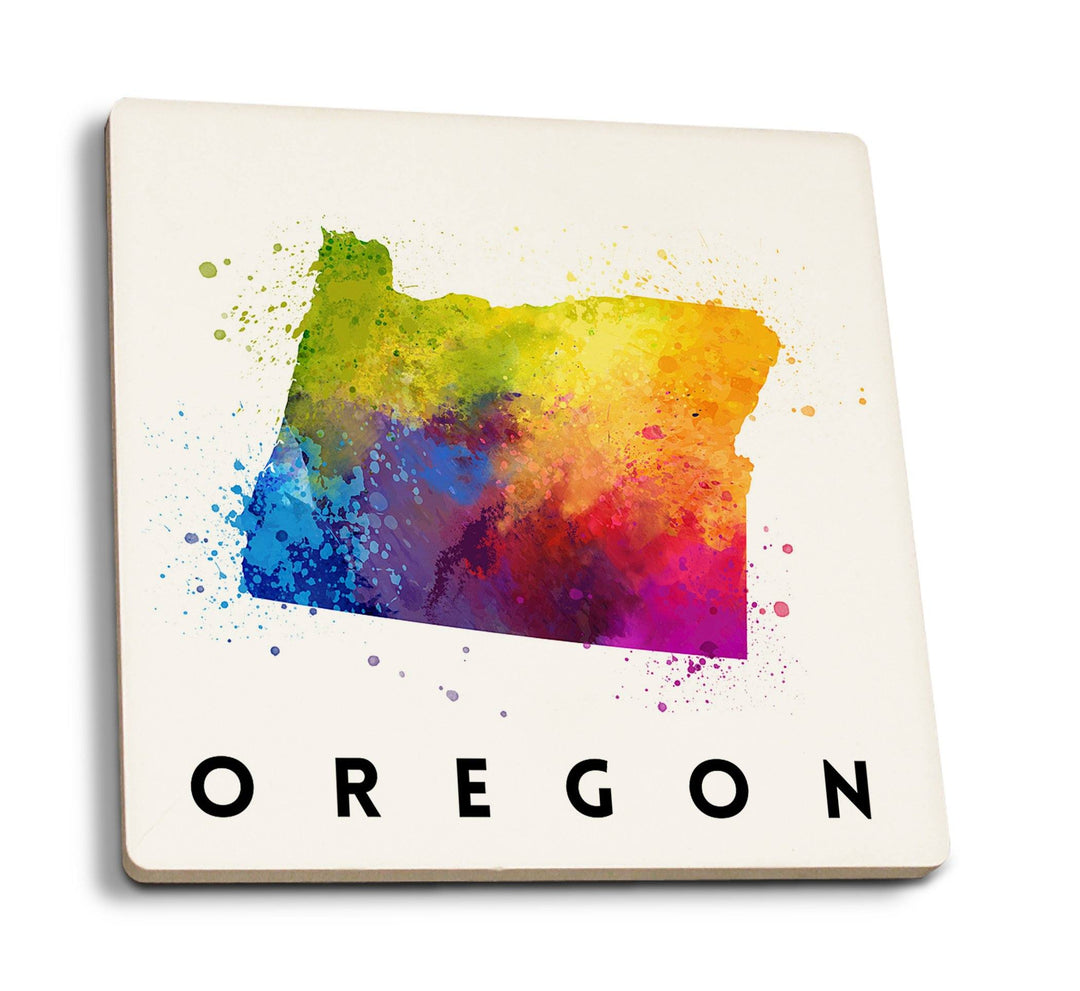 Coasters (Oregon, State Abstract Watercolor, Lantern Press Artwork) Lifestyle-Coaster Lantern Press 