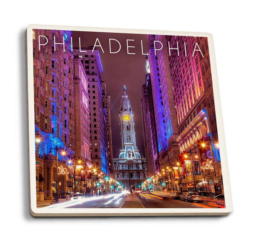 Coasters (Philadelphia, Pennsylvania, City Hall, Lantern Press Photography) Lifestyle-Coaster Lantern Press 