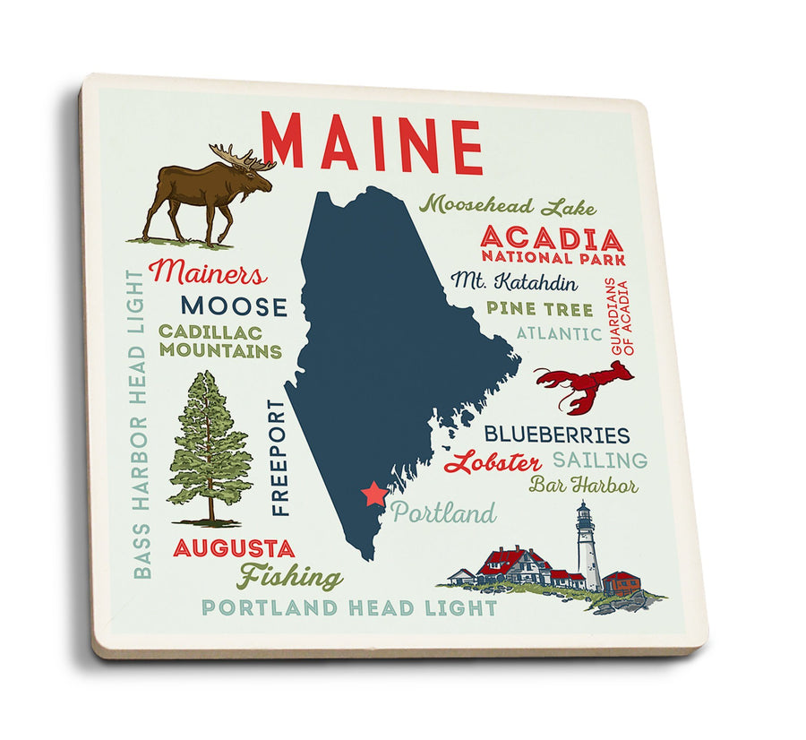 Coasters (Portland, Maine, Typography & Icons, Lantern Press Artwork) Coasters Lantern Press 