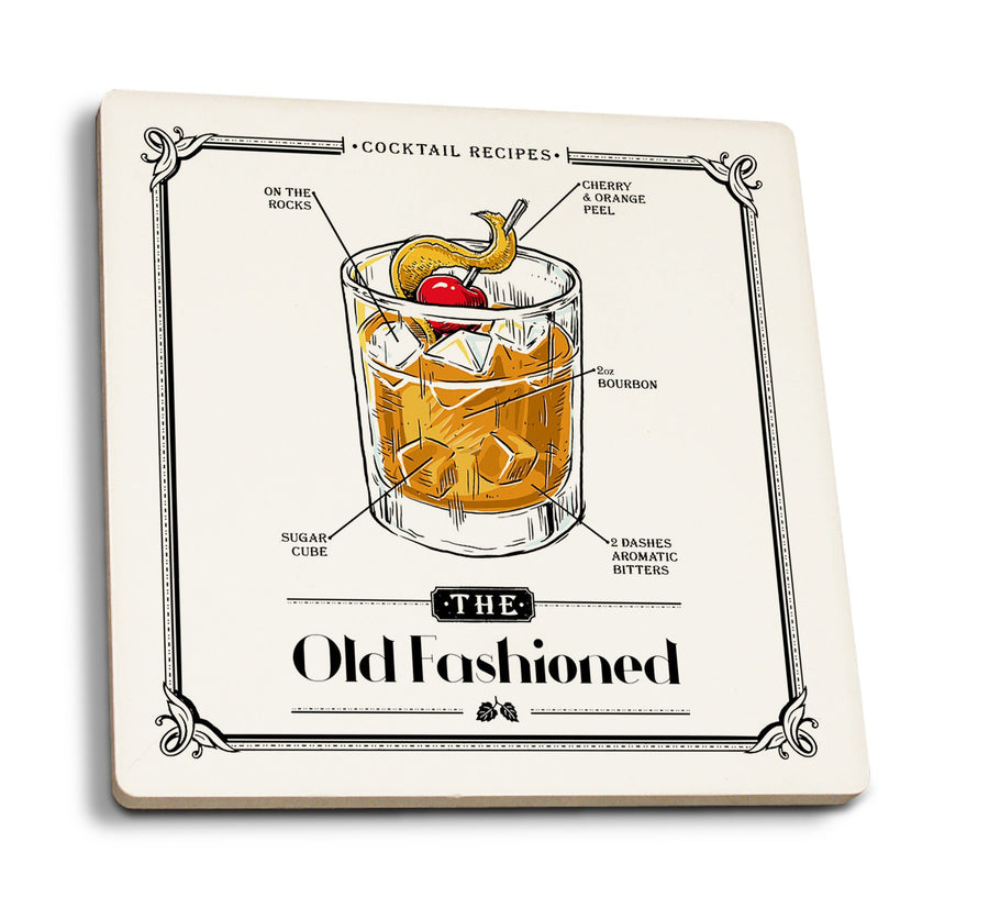 Coasters (Prohibition, Cocktail Recipe, Old Fashioned, Lantern Press Artwork) Coasters Lantern Press 