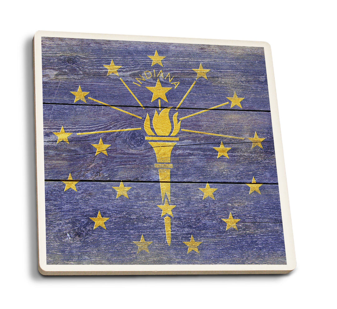 Coasters (Rustic Indiana State Flag, Lantern Press Artwork) Lifestyle-Coaster Lantern Press 