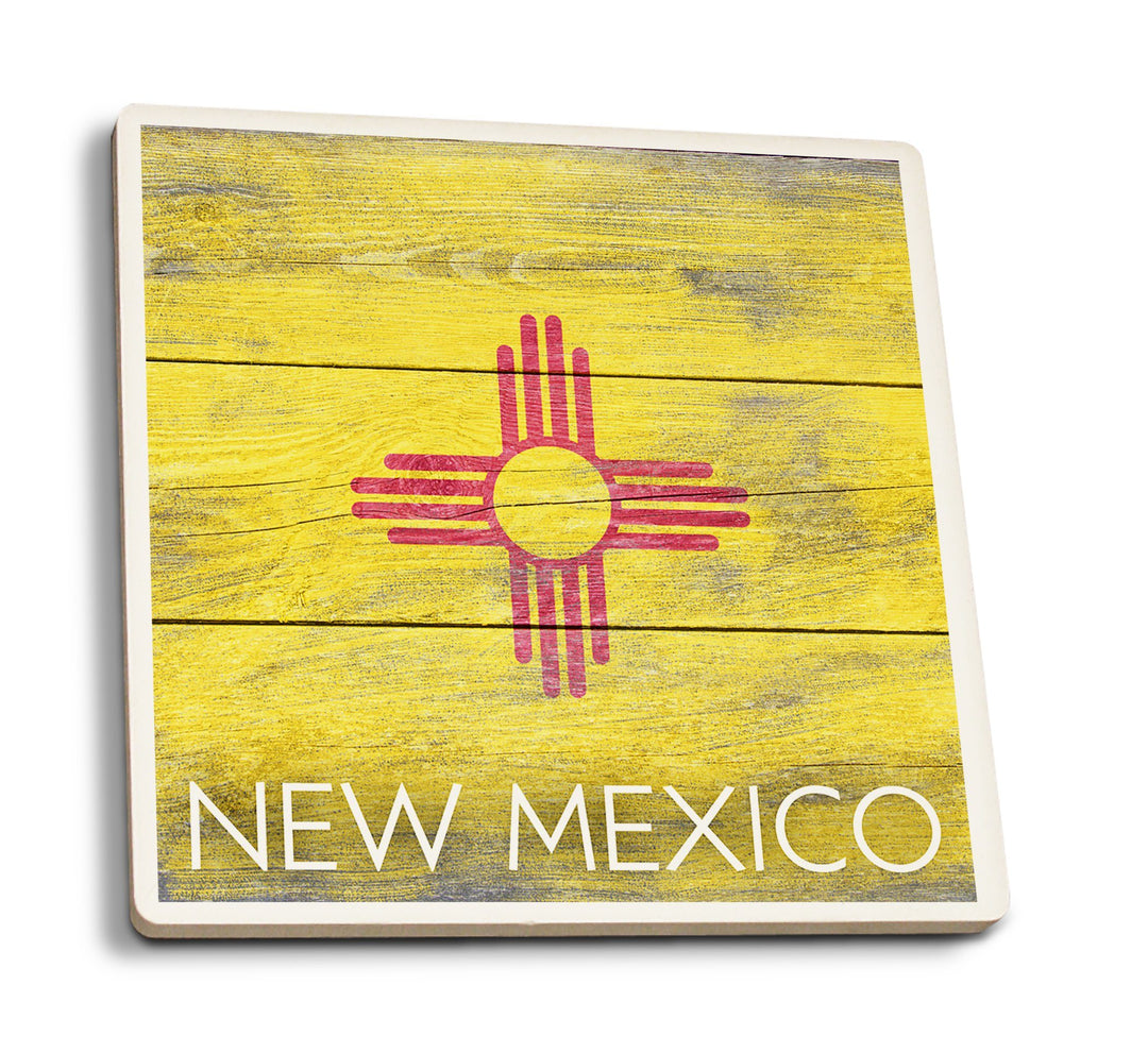 Coasters (Rustic New Mexico State Flag, Lantern Press Artwork) Lifestyle-Coaster Lantern Press 