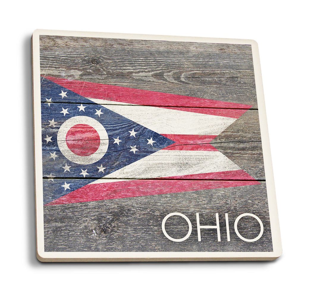 Coasters (Rustic Ohio State Flag, Lantern Press Artwork) Lifestyle-Coaster Lantern Press 