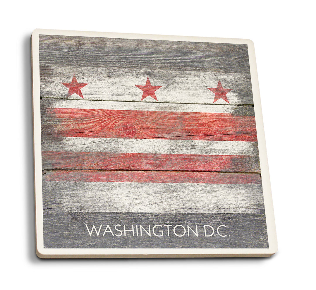 Coasters (Rustic Washington DC Flag, Lantern Press Artwork) Lifestyle-Coaster Lantern Press 
