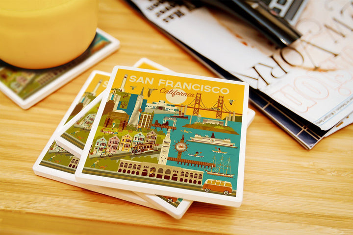 Coasters (San Francisco, California, Geometric, Lantern Press Artwork) Lifestyle-Coaster Lantern Press 