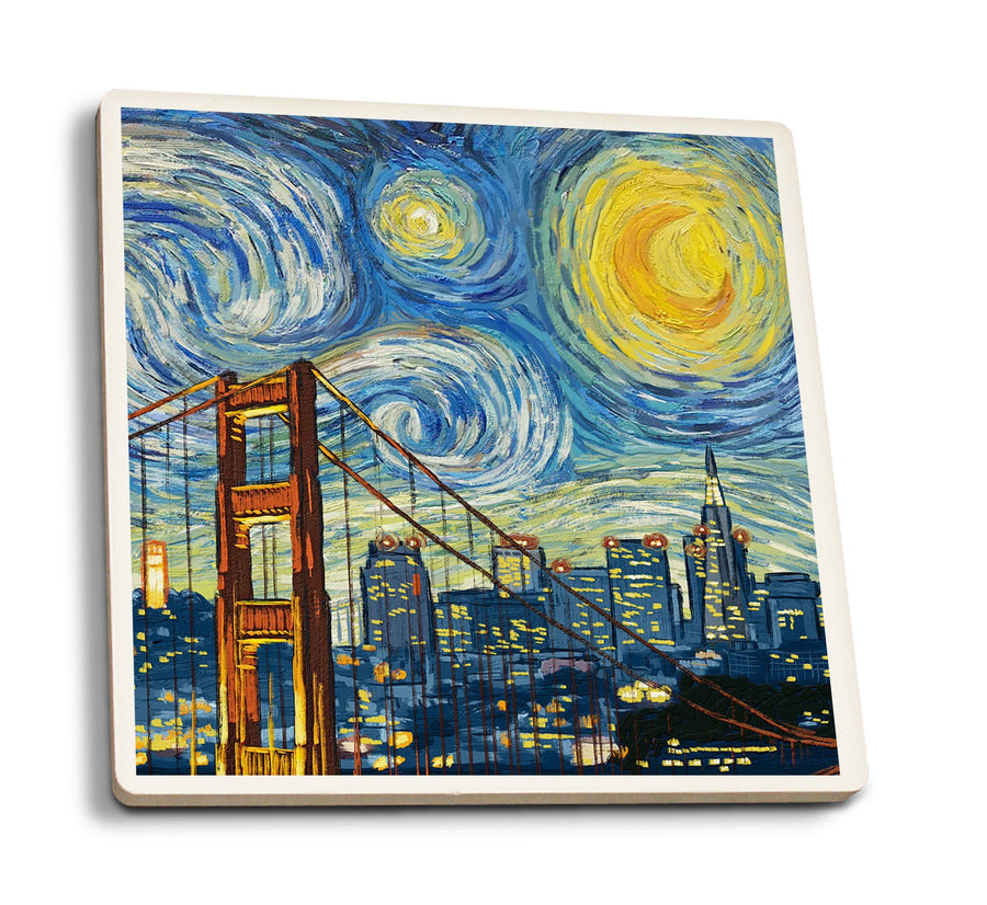 Coasters (San Francisco, California, Starry Night City Series, Lantern Press Artwork) Lifestyle-Coaster Lantern Press 