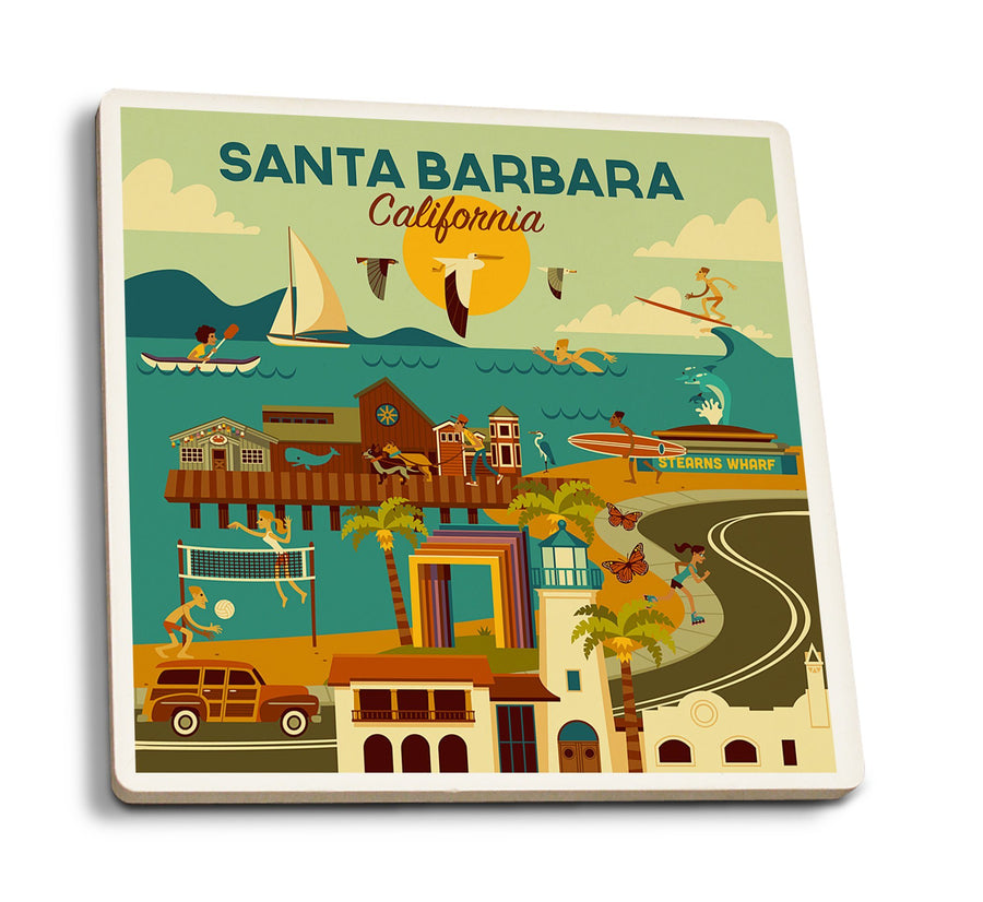 Coasters (Santa Barbara, California, Geometric, Lantern Press Artwork) Lifestyle-Coaster Lantern Press 