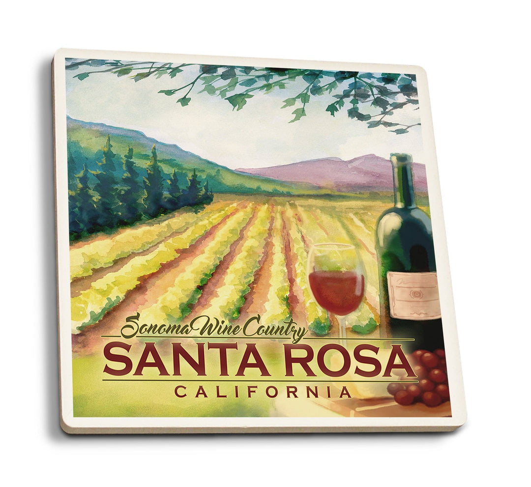 Coasters (Santa Rosa, California, Sonoma County Wine Country, Lantern Press Artwork) Lifestyle-Coaster Lantern Press 