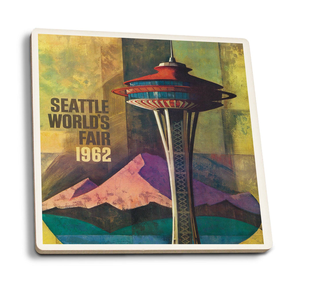 Coasters (Seattle, Washington, Space Needle World's Fair, Vintage Travel Poster) Lifestyle-Coaster Lantern Press 