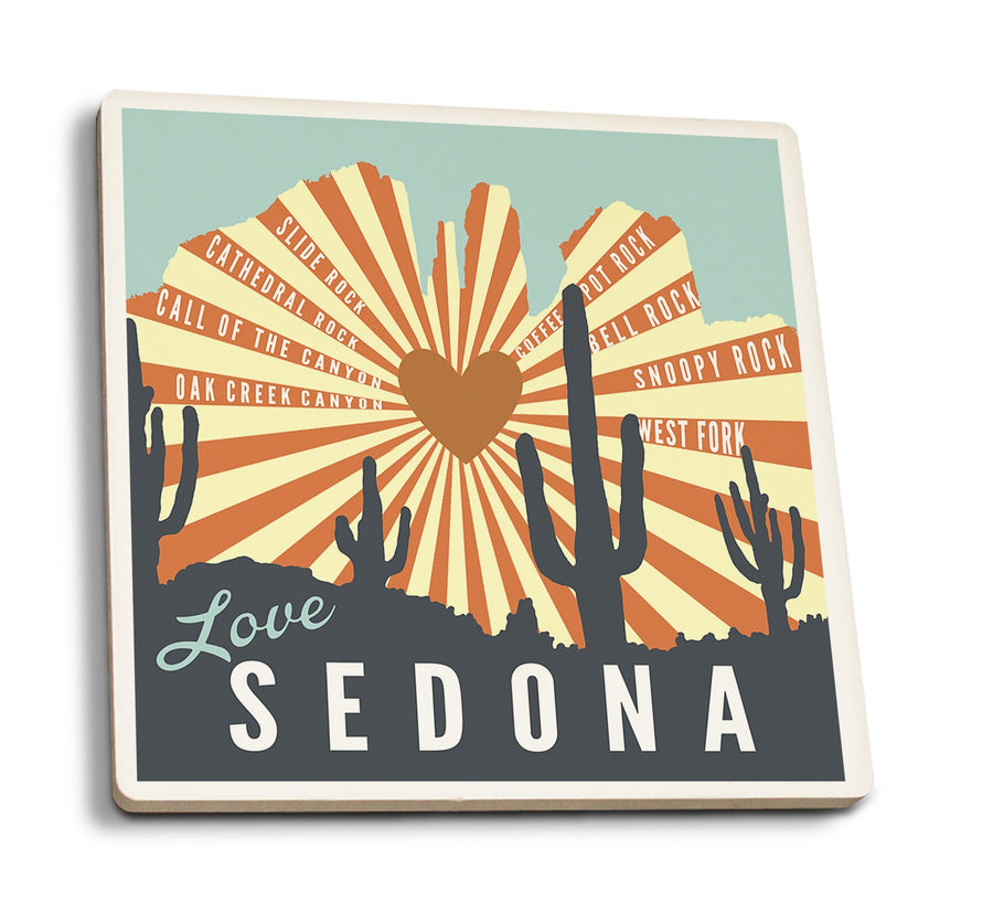 Coasters (Sedona, Arizona, Cathedral Rock & Cactus, Lantern Press Artwork) Lifestyle-Coaster Lantern Press 