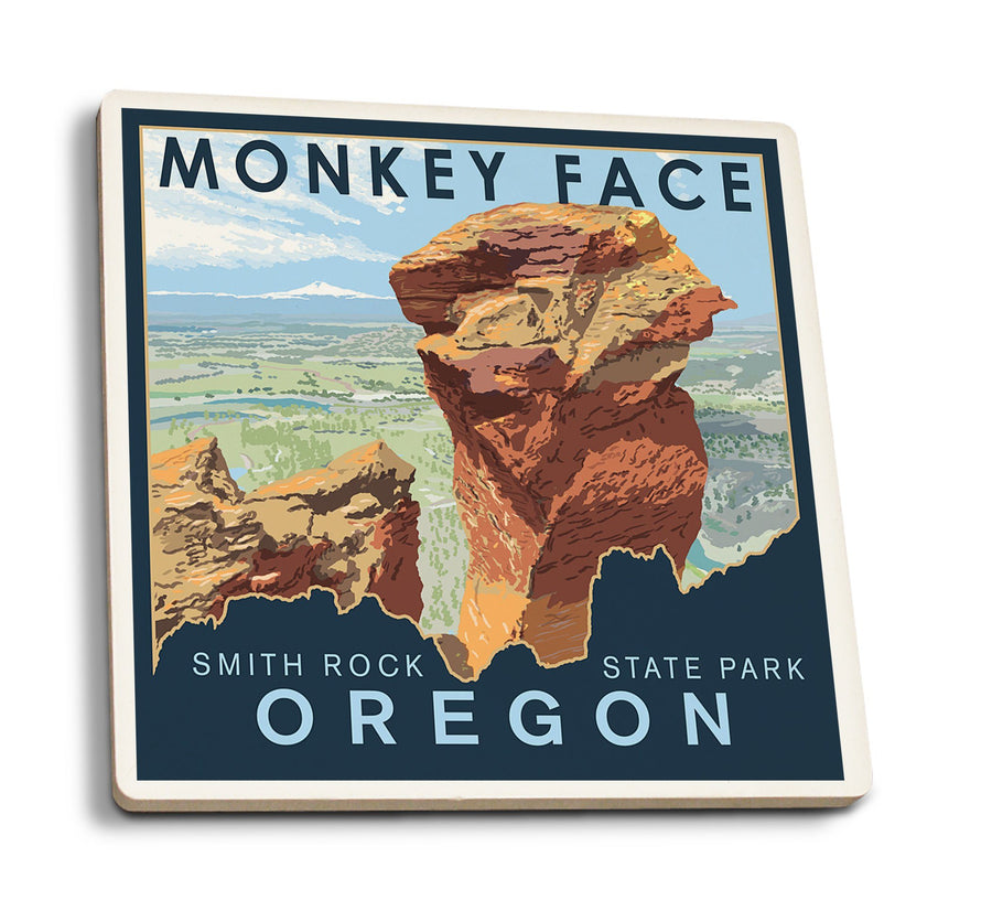 Coasters (Smith Rock State Park, Oregon, Monkey Face, Lantern Press Artwork) Lifestyle-Coaster Lantern Press 