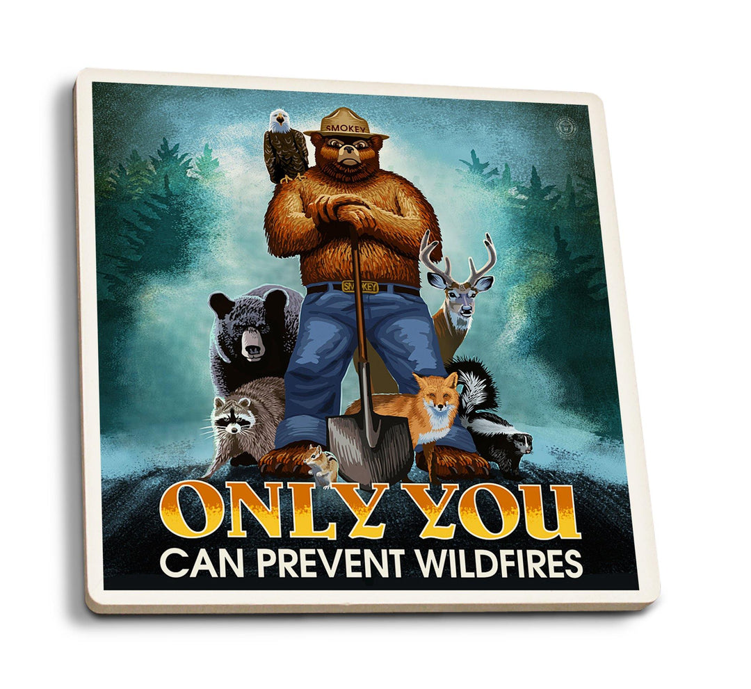 Coasters (Smokey Bear, Only You Can Prevent Wildfires, Lantern Press Artwork) Coasters Lantern Press 