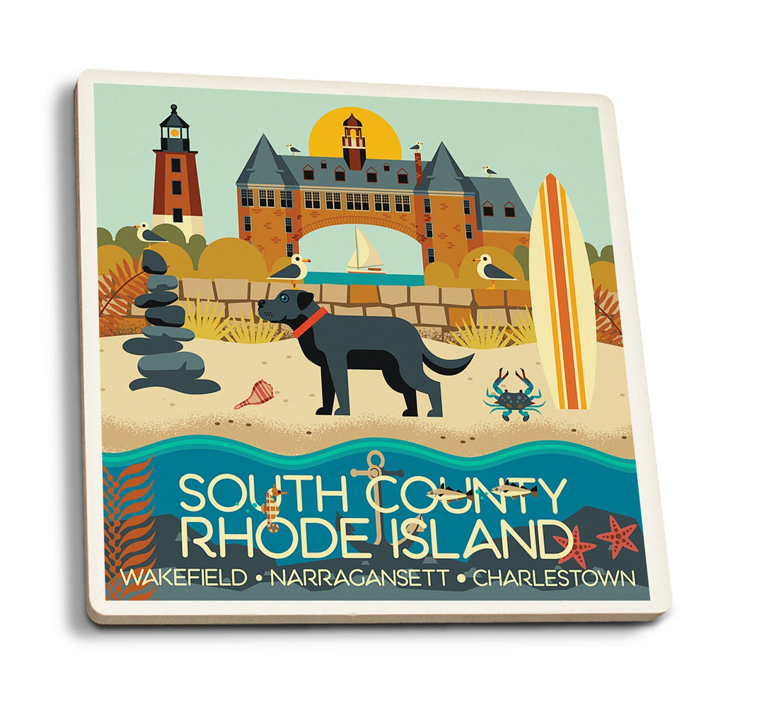 Coasters (South County, Rhode Island, Geometric, Lantern Press Artwork) Coasters Lantern Press 