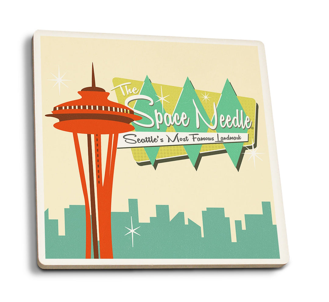 Coasters (Space Needle, Mid Century Modern, Skyline and Sign, Lantern Press Artwork) Coasters Lantern Press 