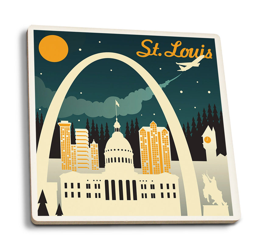 Coasters (St. Louis, Missouri, Retro Skyline, Lantern Press Artwork) Coasters Lantern Press 