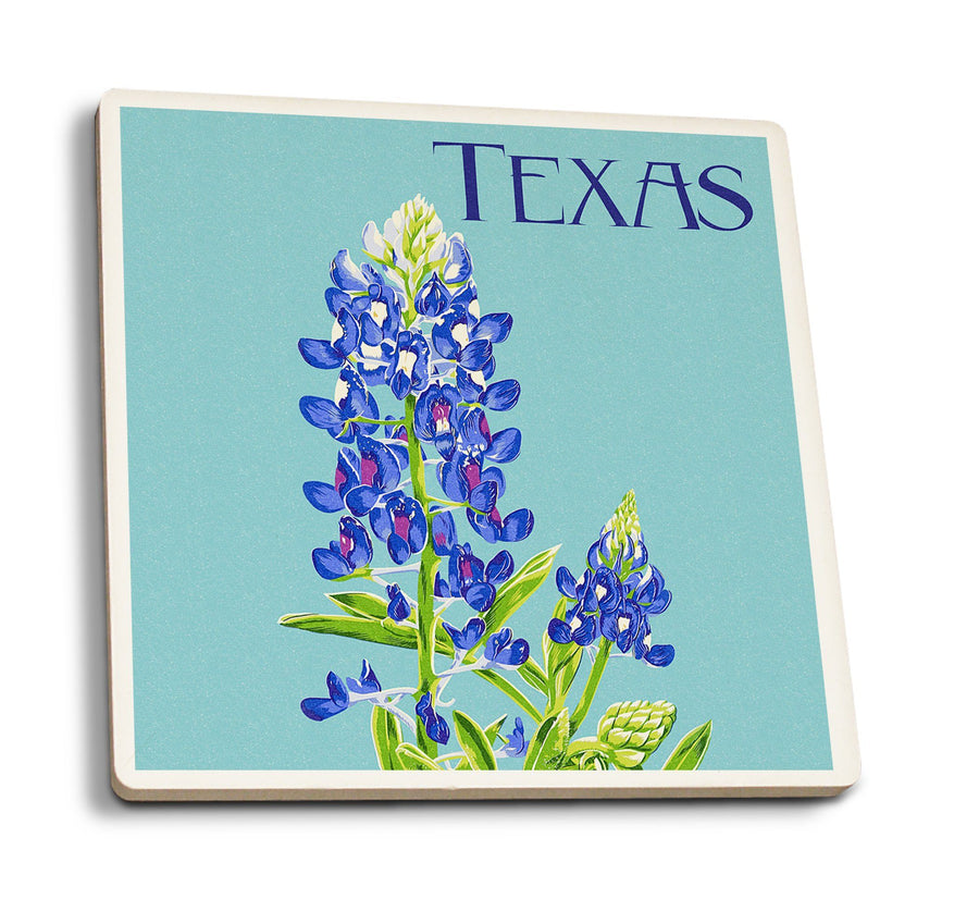 Coasters (Texas, Bluebonnet, Letterpress, Lantern Press Artwork) Lifestyle-Coaster Lantern Press 