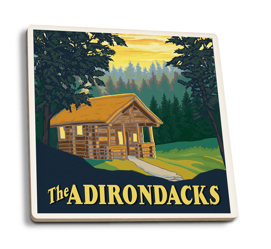 Coasters (The Adirondacks, Cabin in the Woods, Lantern Press Artwork) Lifestyle-Coaster Lantern Press 
