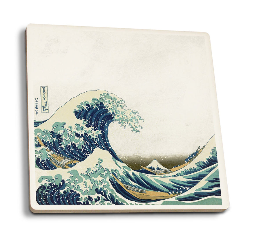 Coasters (The Great Wave off Kanagawa (Artist: Katsushika Hokusai) c. 1826, Masterpiece Classic) Lifestyle-Coaster Lantern Press 