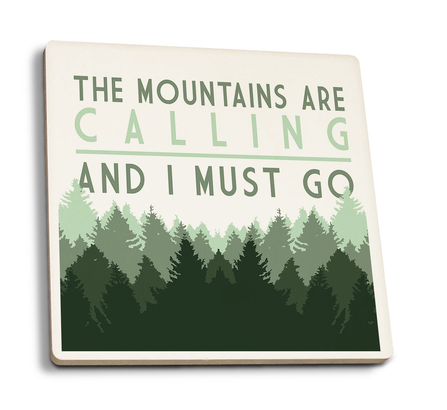 Coasters (The Mountains are calling and I Must Go, Pine Trees, Lantern Press Artwork) Coasters Lantern Press 