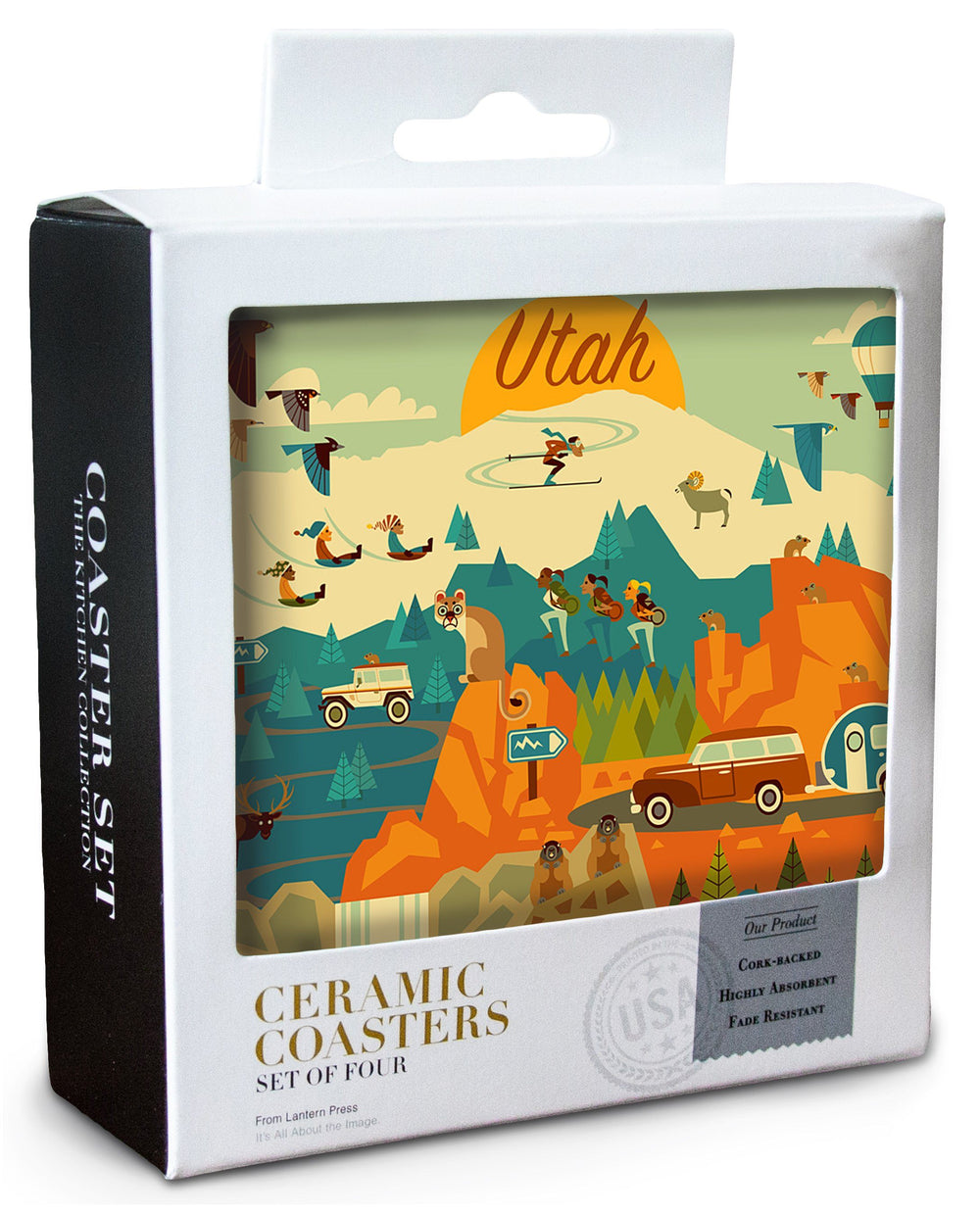 Coasters (Utah, Mountain, Geometric, Lantern Press Artwork) Lifestyle-Coaster Lantern Press 