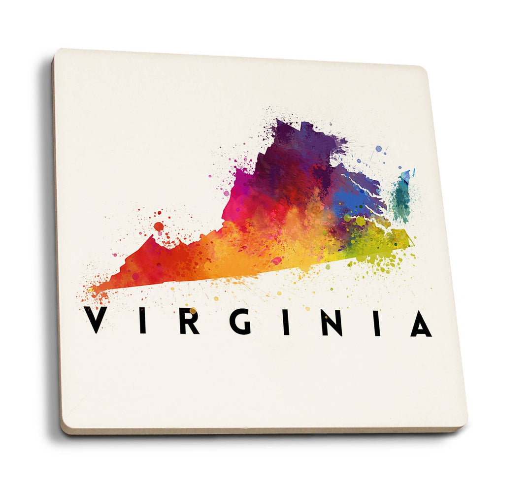 Coasters (Virginia, State Abstract Watercolor, Lantern Press Artwork) Coasters Lantern Press 