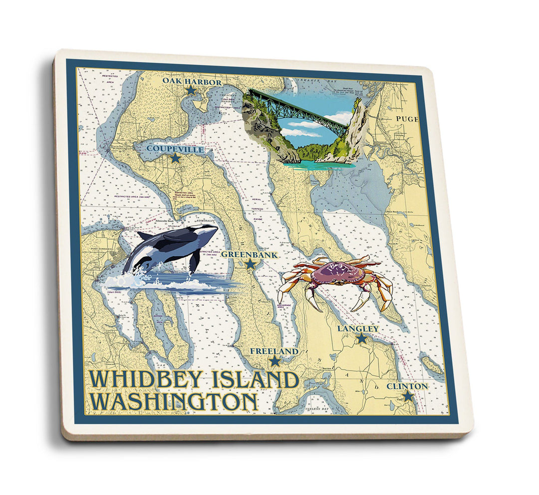 Coasters (Whidbey Island, Washington, Nautical Chart, Lantern Press Artwork) Coasters Lantern Press 
