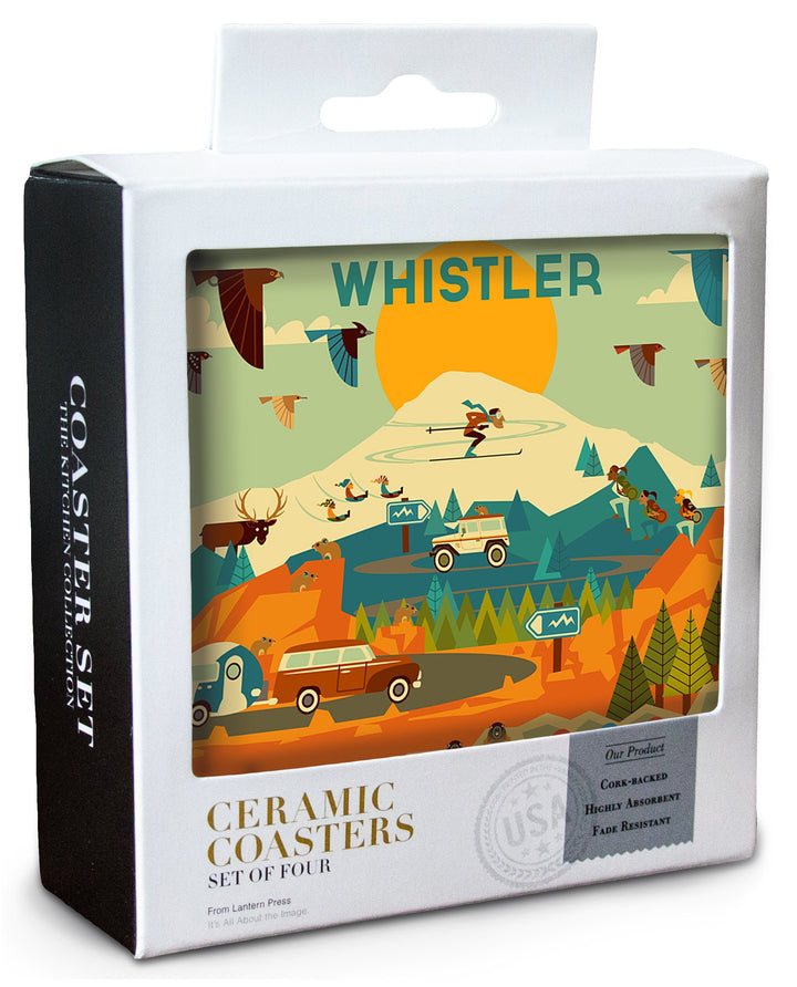 Coasters (Whistler, Pacific Wonderland, Geometric, Lantern Press Artwork) Lifestyle-Coaster Lantern Press 