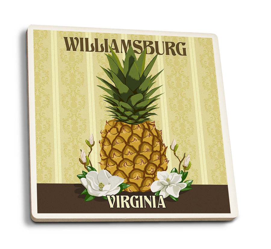 Coasters (Williamsburg, Virginia, Colonial Pineapple, Lantern Press Artwork) Lifestyle-Coaster Lantern Press 