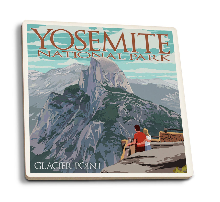 Coasters (Yosemite National Park, California, Glacier Point & Half Dome, Lantern Press Artwork) Lifestyle-Coaster Lantern Press 