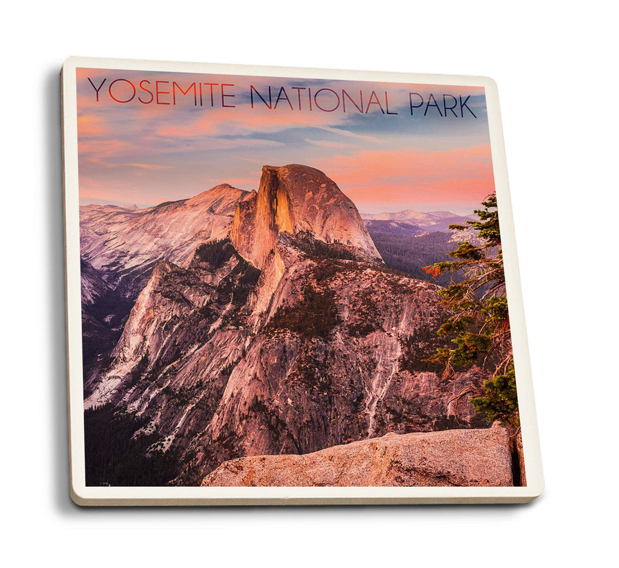 Coasters (Yosemite National Park, California, Half Dome & Sunset, Lantern Press Photography) Lifestyle-Coaster Lantern Press 