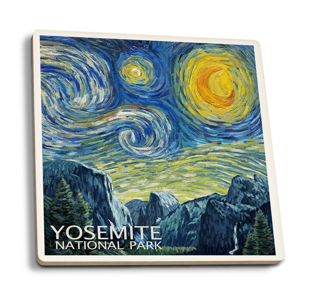 Coasters (Yosemite National Park, California, Starry Night National Park Series, Lantern Press Artwork) Lifestyle-Coaster Lantern Press 