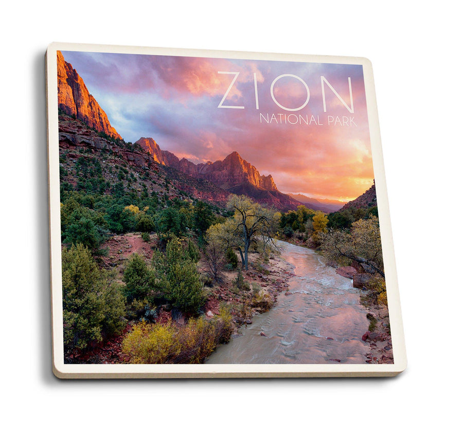 Coasters (Zion National Park, Utah, The Watchman, Lantern Press Photography) Lifestyle-Coaster Lantern Press 