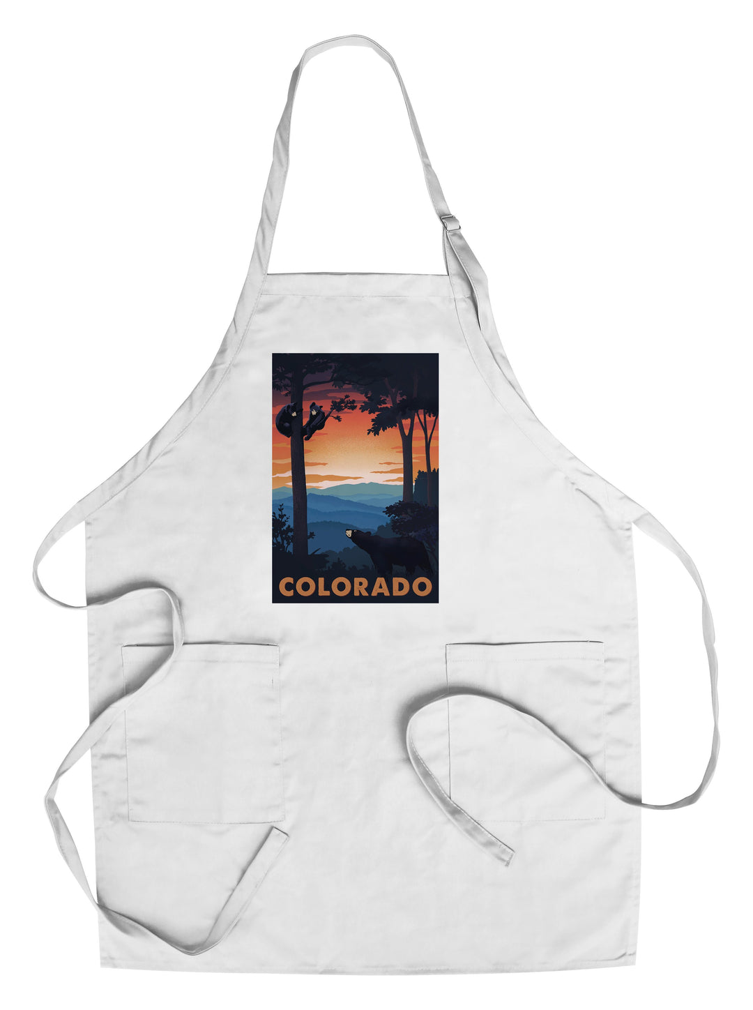 Colorado, Bear Family At Sunset, Lantern Press Artwork, Towels and Aprons Kitchen Lantern Press Chef's Apron 