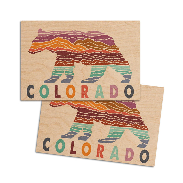 Colorado, Bear, Wander More Collection, Lantern Press Artwork, Wood Signs and Postcards Wood Lantern Press 4x6 Wood Postcard Set 