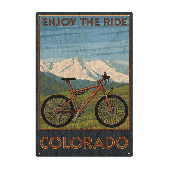 Colorado, Enjoy the Ride, Mountain Bike, Lantern Press Artwork, Wood Signs and Postcards Wood Lantern Press 10 x 15 Wood Sign 