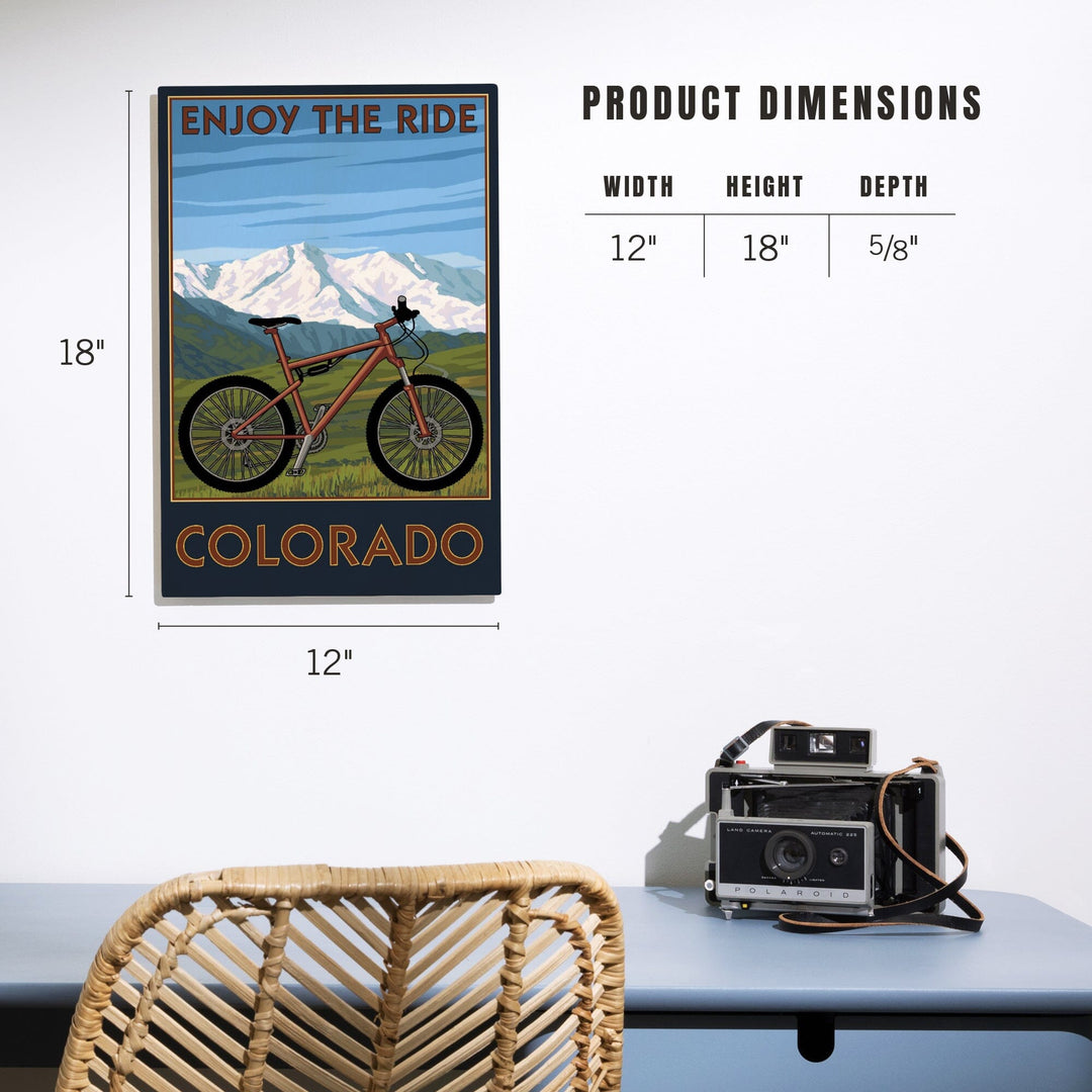 Colorado, Enjoy the Ride, Mountain Bike, Lantern Press Artwork, Wood Signs and Postcards Wood Lantern Press 