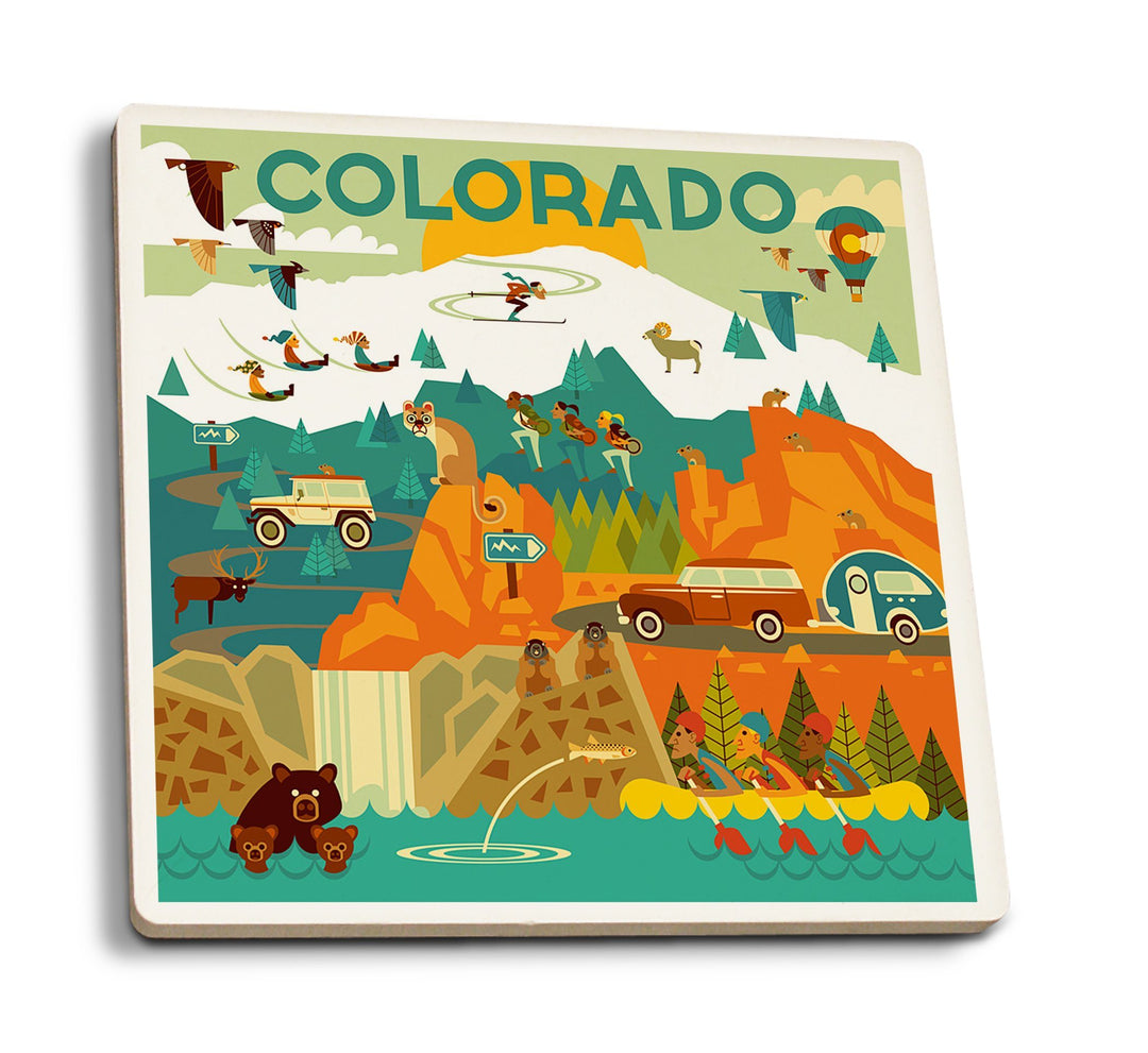 Colorado, Geometric, Lantern Press Artwork, Coaster Set Coasters Lantern Press 