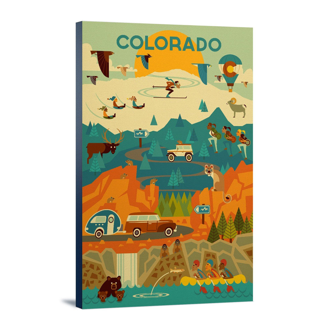 Colorado, Geometric, Lantern Press Artwork, Stretched Canvas Canvas Lantern Press 